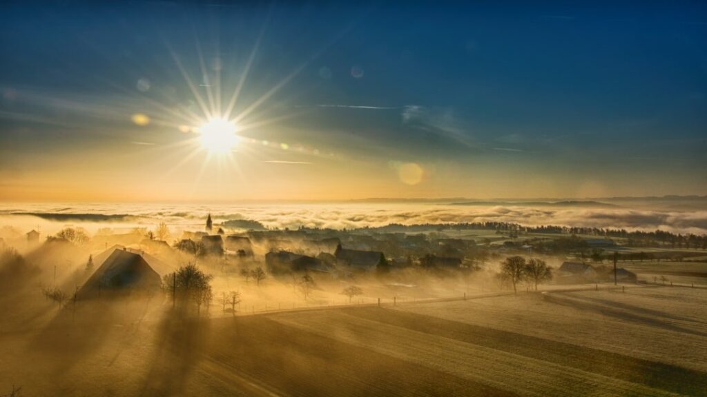 When the fog clears there can be a beautiful sunrise.